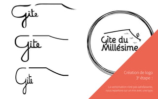 Création de logo
3e
étape  :
La vectorisation n’est pas satisfaisante,
nous repartons sur un mix avec une typo
 
