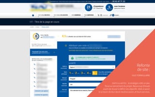 Refonte
de site :
vue formulaire
particularités : la stratégie a été un peu
floue au lancement du projet. Beaucoup d’essais
avant de réussir à définir les objectifs réels à savoir
la scission de leur stock neuf/occasion, et leurs services.
 