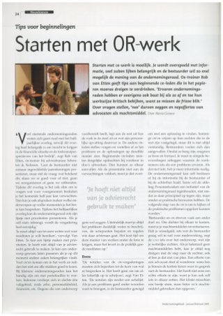 Starten met OR-werk - Rob van Etten - Januari / februari 2005 - Praktijkblad Ondernemingsraad