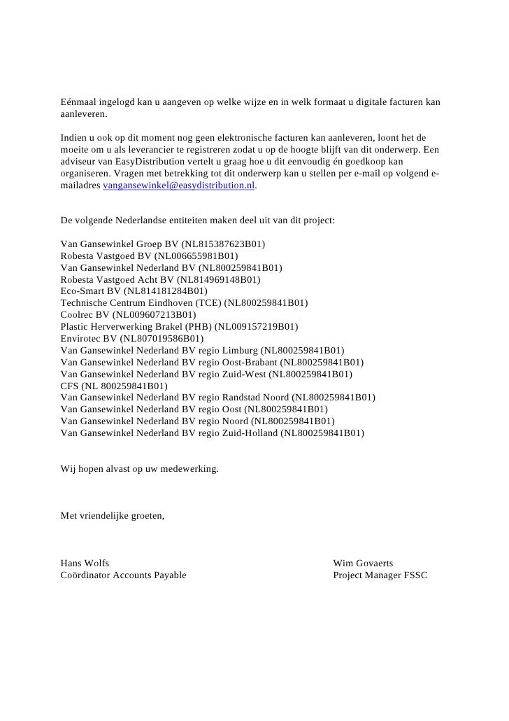 Van Gansewinkel Brief eFacturatie met ED