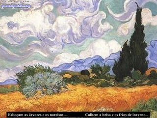 Esboçam as árvores e os narcisos ... Colhem a brisa e os frios de inverno... 