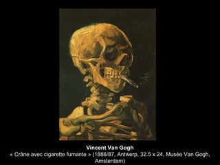 Vincent Van Gogh
« Crâne avec cigarette fumante » (1886/87, Antwerp, 32.5 x 24, Musée Van Gogh,
Amsterdam)
 