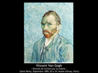 Vincent Van Gogh
« Portrait de l'artiste par lui-même »
(Saint-Rémy, Septembre 1889, 65 x 54, Musée d'Orsay, Paris)
 