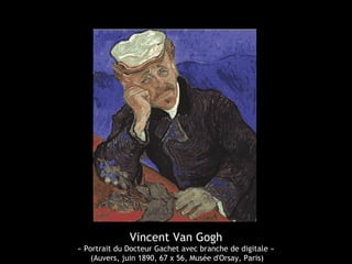 Vincent Van Gogh
« Portrait du Docteur Gachet avec branche de digitale »
(Auvers, juin 1890, 67 x 56, Musée d'Orsay, Paris)
 