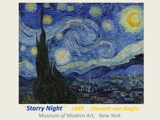 “Starry Night” 1889 (Vincent van Gogh)
Museum of Modern Art, New York
 