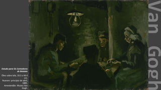 VanGogh
Estudo para Os Comedores
de Batatas
Óleo sobre tela, 33.5 x 44.4
cm.
Nuenen: princípio de abril,
1885.
Amesterdão: Museu Van
Gogh.
 