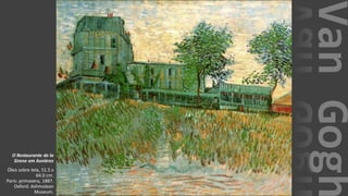 VanGogh
O Restaurante de la
Sirene em Asnières
Óleo sobre tela, 51.5 x
64.0 cm.
Paris: primavera, 1887.
Oxford: Ashmolean
Museum.
 