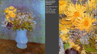 VanGogh
Jarro com Lilases,
Malmequeres e
Anémonas
Óleo sobre tela, 46.5
x 37.5 cm.
Paris: verão, 1887.
Genebra: Musée
d'Art et d'Histoire.
Pormenor
 