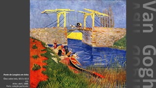 VanGogh
Ponte de Langlois em Arles
Óleo sobre tela, 60.0 x 65.0
cm.
Arles: abril, 1888.
Paris: coleção particular.
 