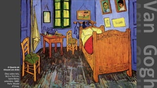 VanGogh
O Quarto de
Vincent em Arles
Óleo sobre tela,
56.5 x 74.0 cm.
Saint-Rémy:
setembro, 1889.
Paris: Musée
d'Orsay.
 