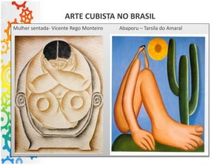 ARTE CUBISTA NO BRASIL
Mulher sentada- Vicente Rego Monteiro Abaporu – Tarsila do Amaral
 