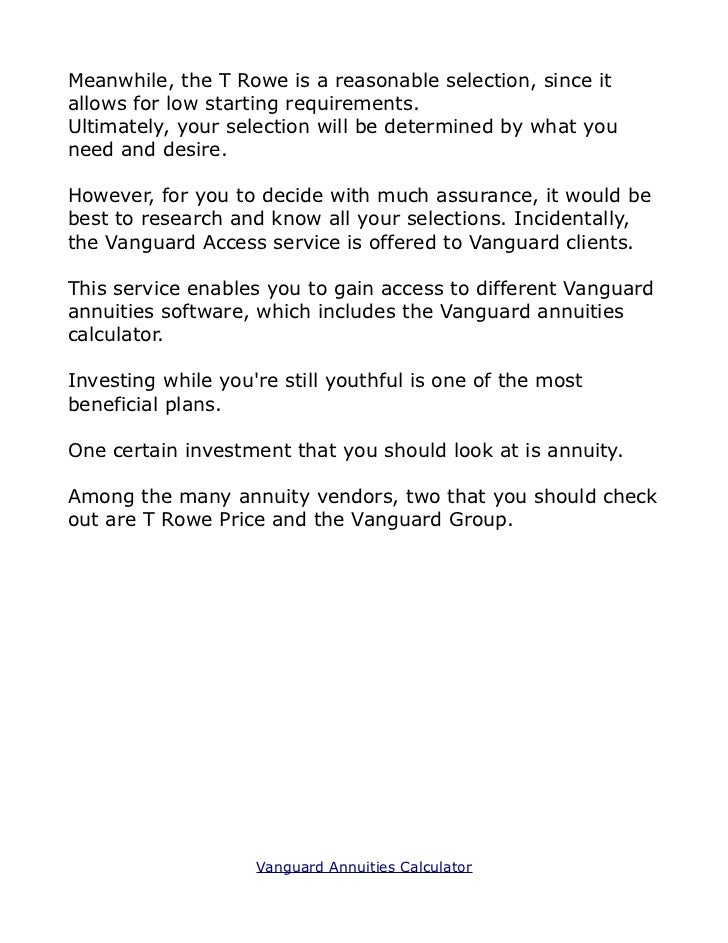 vanguard annuities calculator
