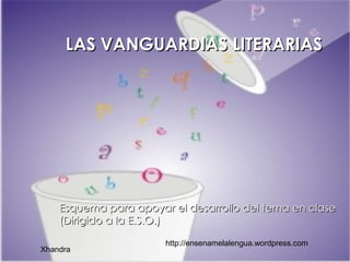LAS VANGUARDIAS LITERARIAS




    Esquema para apoyar el desarrollo del tema en clase
    (Dirigido a la E.S.O.)

                       http://ensenamelalengua.wordpress.com
Xhandra
 
