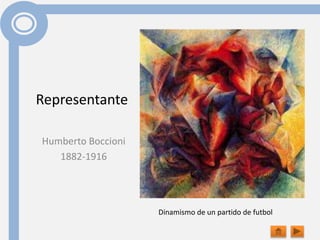 Representante
Humberto Boccioni
1882-1916
Dinamismo de un partido de futbol
 