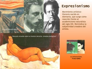 Expresionismo Movimiento artístico-literario nacido en Alemania, que surge como reacción frente al academicismo naturalist...