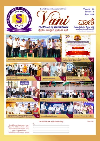 Vani Magazine - Quarterly Magazine of Seshadripuram Educational Trust