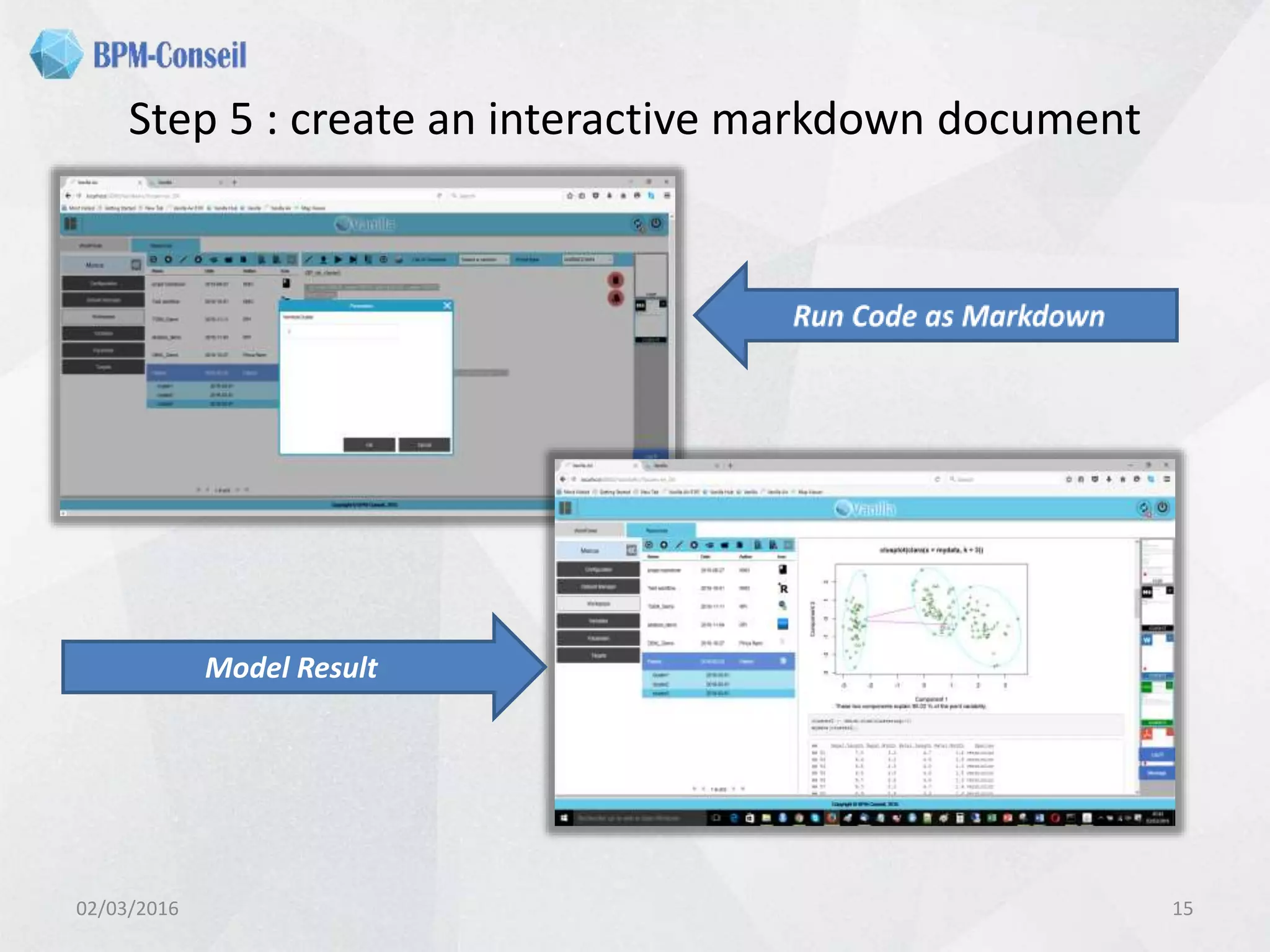 Step 5 : create an interactive markdown document
02/03/2016 15
Model Result
 