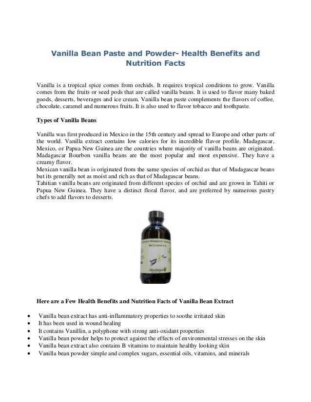 Vanilla bean paste and powder health benefits and nutrition facts
