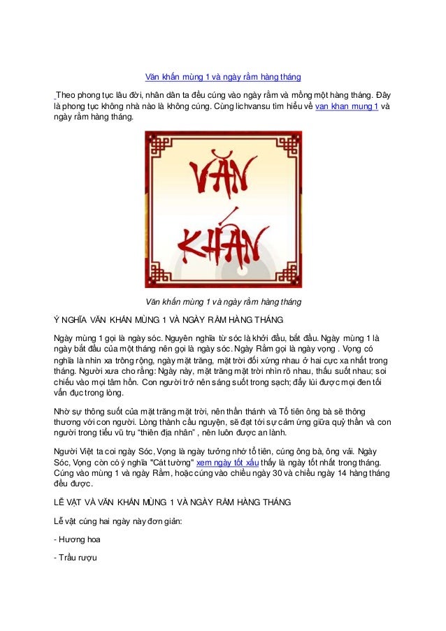 Van khan mung 1 va ngay ram hang thang