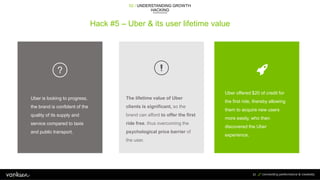 Hack #5 – Uber & its user lifetime value
02 / UNDERSTANDING GROWTH
HACKING
31
Uber is looking to progress,
the brand is co...
