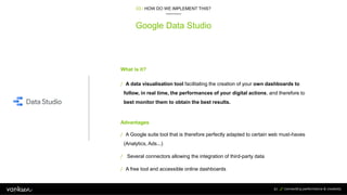 51
Google Data Studio
03 / HOW DO WE IMPLEMENT THIS?
/ A data visualisation tool facilitating the creation of your own das...