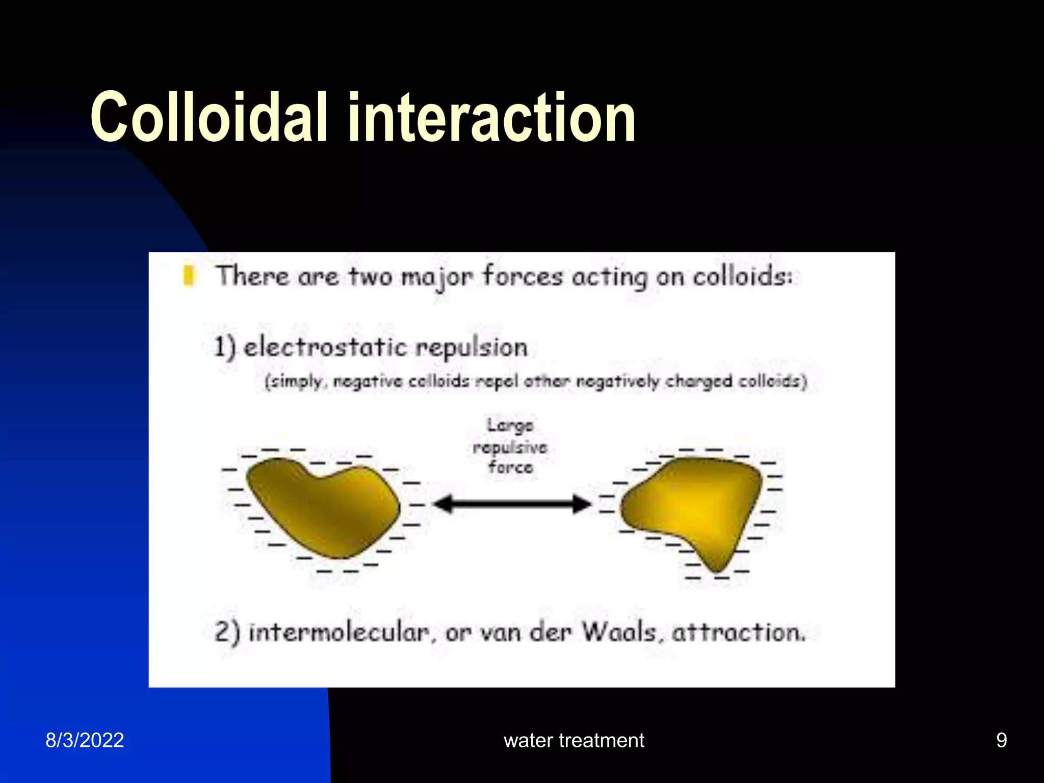 Colloidal interaction
8/3/2022 water treatment 9
 