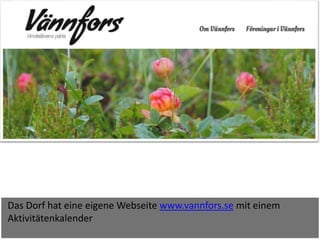 Das Dorf hat eine eigene Webseite www.vannfors.se mit einem
Aktivitätenkalender
 