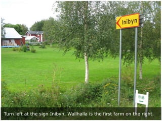 Turn left at the sign Inibyn. Wallhalla is the first farm on the right.
 