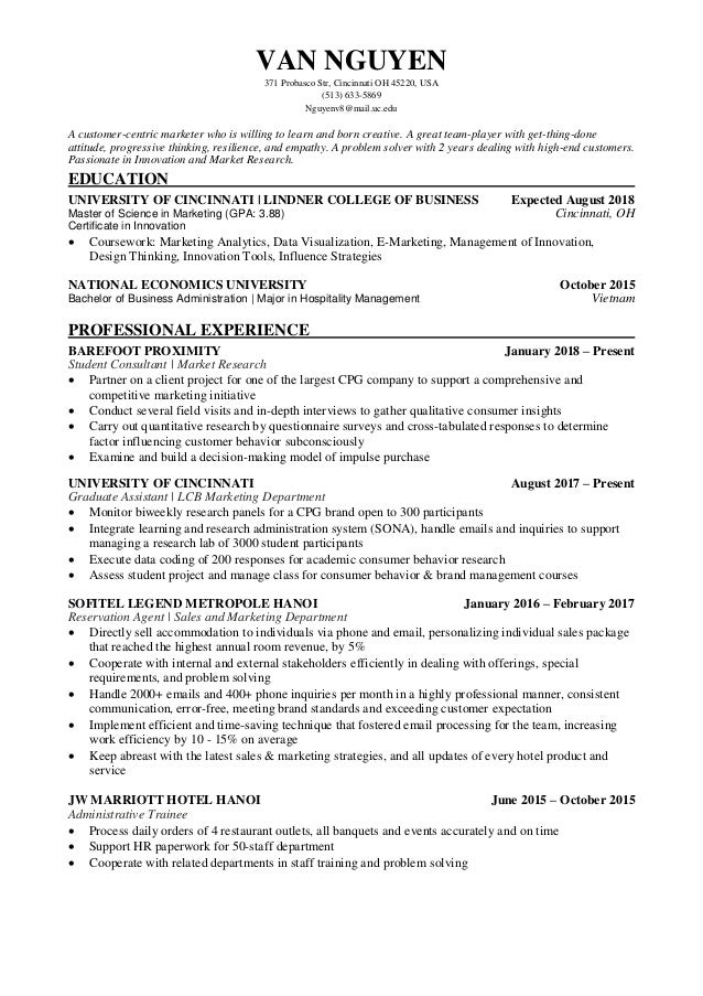van nguyen innovative marketer resume marketer resume