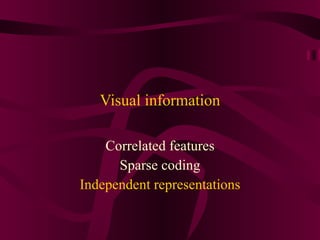 Visual information Correlated features Sparse coding Independent representations 