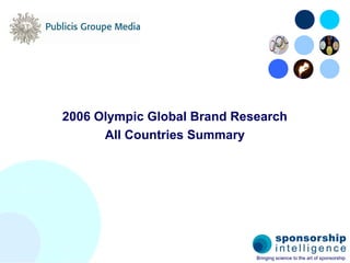 2006 Olympic Global Brand Research
      All Countries Summary




                             Bringing science to the art of sponsorship
 
