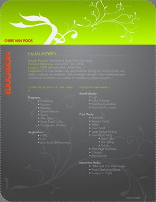 Christopher Van Poos\'s Resumé