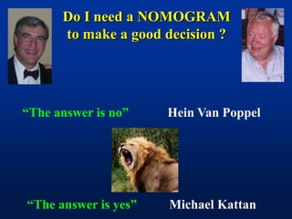 Do I need a NOMOGRAM to make a good decision ?    “The answer is no”            Hein Van Poppel“The answer is yes”          Michael Kattan