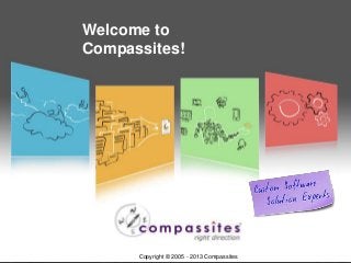 Welcome to 
Compassites! 
Copyright © 2012 
www.compassitesinc.com 
Copyright © 2005 - 2013 Compassites 
 