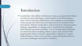 Leadership Name On Program Introduction Examples Presentation on topic leadership for the college | PPTX