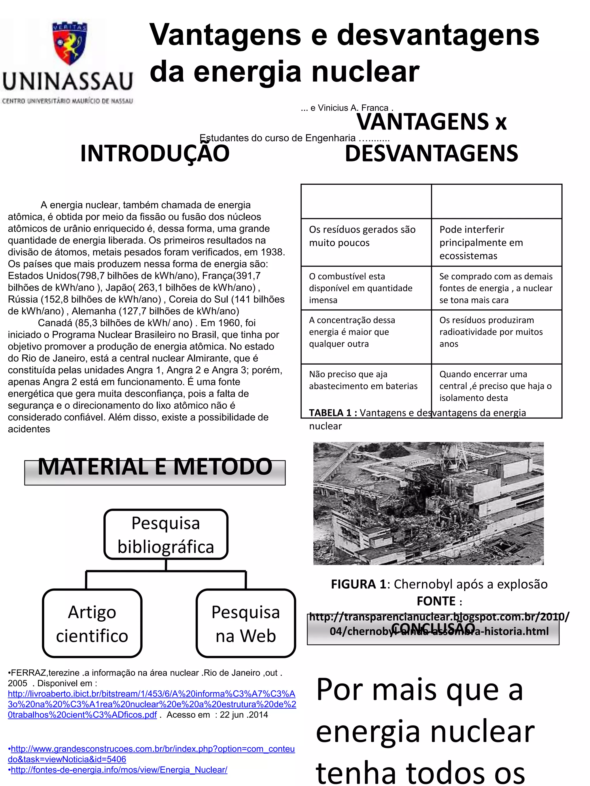 Vantagens e desvantagens da energia nuclear | PPTX