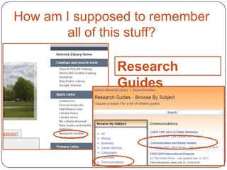 How am I supposed to remember
all of this stuff?
Research
Guides

 