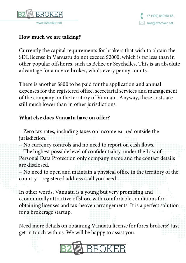 Vanuatu forex license
