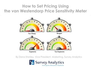 How to Set Pricing Using
the van Westendorp Price Sensitivity Meter




     By Dana Stanley, Vice President, Marketing, Survey Analytics
 