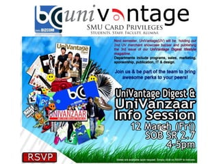 UniVantage Digest & UniVanzaar Info Session 12th March 2010 4 – 5pm 