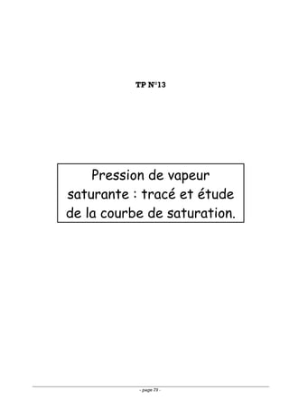 TP N°13




    Pression de vapeur
saturante : tracé et étude
de la courbe de saturation.




           - page 79 -
 