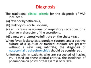 vap diagnosis Criteria used for the diagnosis of VAP. Adapted from the European main image 1