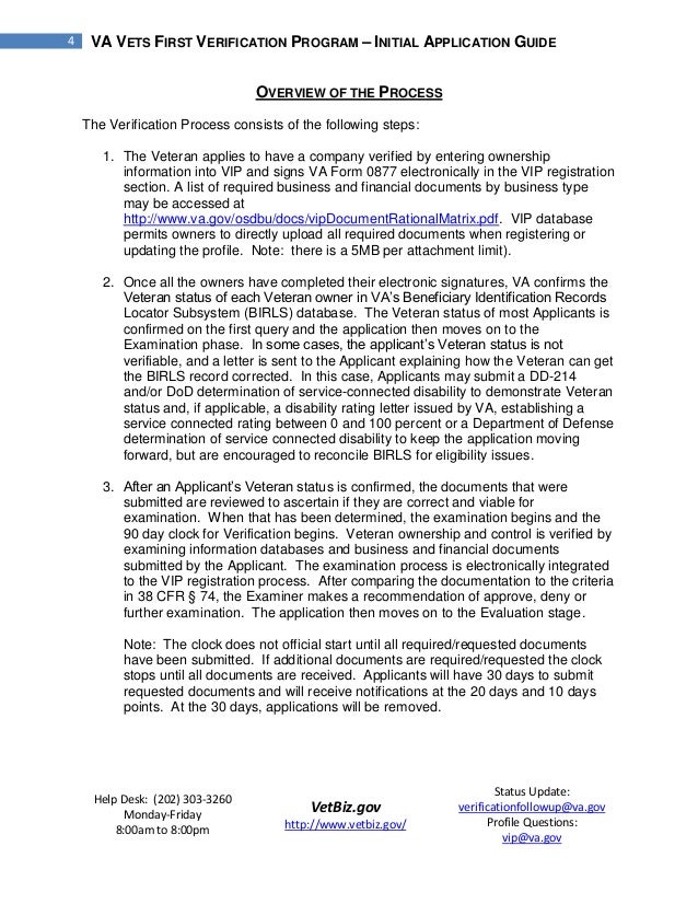 vets first verification program initial application guide va form 0877
