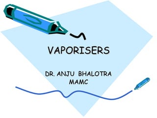 VAPORISERSVAPORISERS
DR. ANJU BHALOTRADR. ANJU BHALOTRA
MAMCMAMC
 