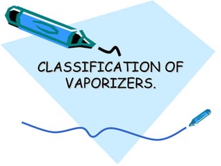 CLASSIFICATION OFCLASSIFICATION OF
VAPORIZERS.VAPORIZERS.
 