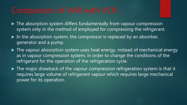 Vapour Absorption Refrigeration System | PPTX | Home Appliances | Home ...