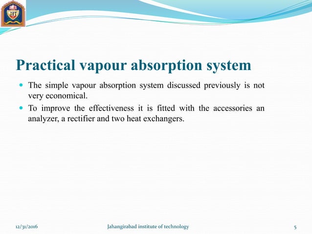 Vapour absorption system | PPTX | Chemistry | Science