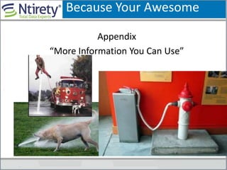 Because Your Awesome
Appendix
“More Information You Can Use”
 