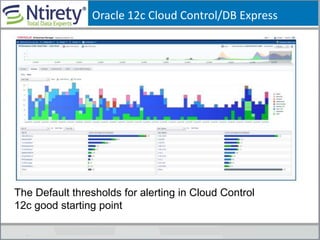 Oracle 12c Cloud Control/DB Express
The Default thresholds for alerting in Cloud Control
12c good starting point
 