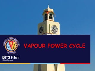 BITS Pilani
Dubai Campus
VAPOUR POWER CYCLE
 